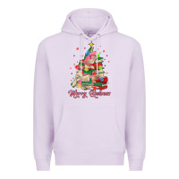 Lilac merry bookmas christmas book tree Premium Hoodie - MaliasSmallBusiness