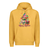 Mustard merry bookmas christmas book tree Premium Hoodie - MaliasSmallBusiness
