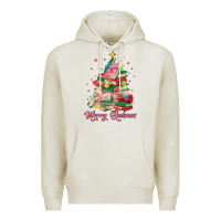 Oatmeal Heather merry bookmas christmas book tree Premium Hoodie - MaliasSmallBusiness