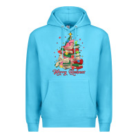 Ocean Blue merry bookmas christmas book tree Premium Hoodie - MaliasSmallBusiness