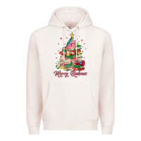 Pale Pink merry bookmas christmas book tree Premium Hoodie - MaliasSmallBusiness