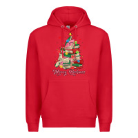 Red merry bookmas christmas book tree Premium Hoodie - MaliasSmallBusiness