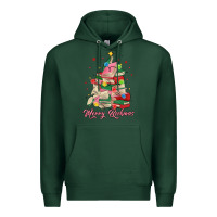 Sports Green merry bookmas christmas book tree Premium Hoodie - MaliasSmallBusiness