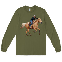 Army Green horse body with cowgirl Long Sleeve Tee - RanaPortraitStore