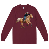 Burgundy horse body with cowgirl Long Sleeve Tee - RanaPortraitStore