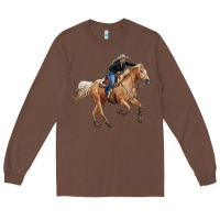 Chestnut horse body with cowgirl Long Sleeve Tee - RanaPortraitStore