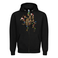 Black Christmas deer and skeletons Zipper Hoodie - FaDigitalArtStudio