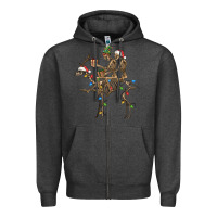 Charcoal Heather Christmas deer and skeletons Zipper Hoodie - FaDigitalArtStudio