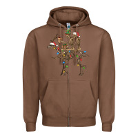 Chestnut Christmas deer and skeletons Zipper Hoodie - FaDigitalArtStudio