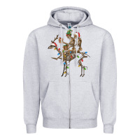 Heather Grey Christmas deer and skeletons Zipper Hoodie - FaDigitalArtStudio