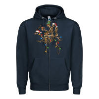 Navy Christmas deer and skeletons Zipper Hoodie - FaDigitalArtStudio