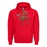 Red Christmas deer and skeletons Zipper Hoodie - FaDigitalArtStudio