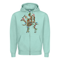 Seafoam Christmas deer and skeletons Zipper Hoodie - FaDigitalArtStudio