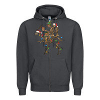 Smoke Christmas deer and skeletons Zipper Hoodie - FaDigitalArtStudio