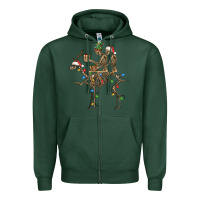 Sports Green Christmas deer and skeletons Zipper Hoodie - FaDigitalArtStudio