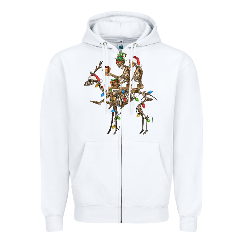 Christmas Deer And Skeletons Zipper Hoodie by FaDigitalArtStudio | Teevron