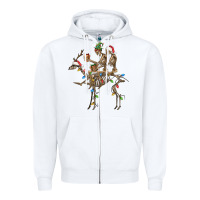 White Christmas deer and skeletons Zipper Hoodie - FaDigitalArtStudio