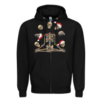 Black christmas human skeleton and skulls Zipper Hoodie - FaDigitalArtStudio