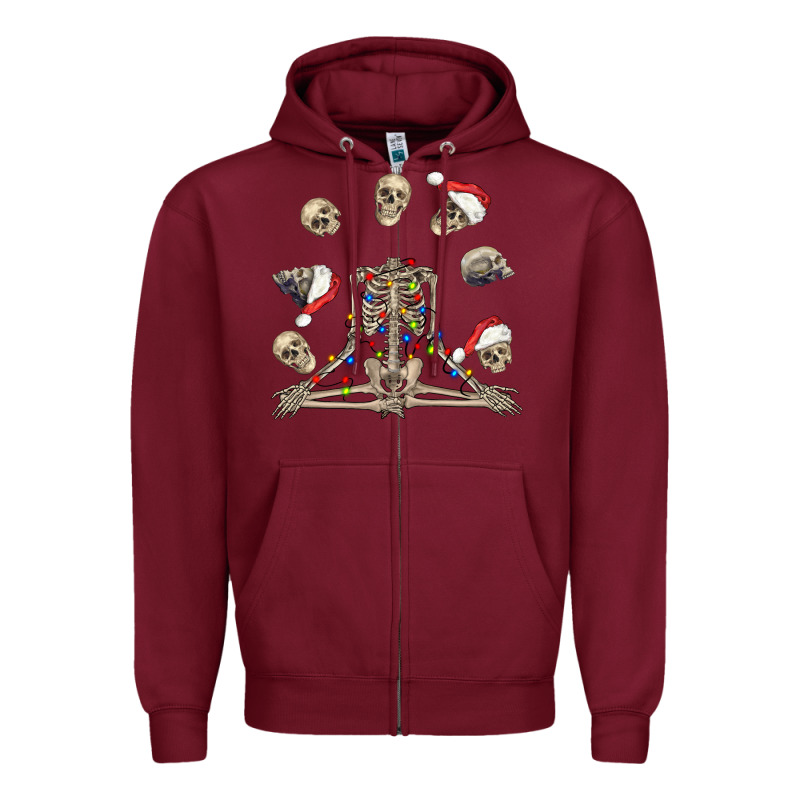 Christmas Human Skeleton And Skulls Zipper Hoodie by FaDigitalArtStudio | Teevron