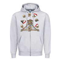 Heather Grey christmas human skeleton and skulls Zipper Hoodie - FaDigitalArtStudio