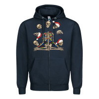 Navy christmas human skeleton and skulls Zipper Hoodie - FaDigitalArtStudio