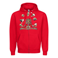 Red christmas human skeleton and skulls Zipper Hoodie - FaDigitalArtStudio