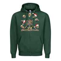 Sports Green christmas human skeleton and skulls Zipper Hoodie - FaDigitalArtStudio