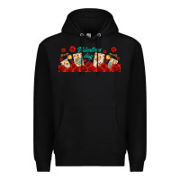 Black valentines day with playing cards Premium Hoodie - AdoDesignShop