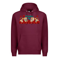 Burgundy valentines day with playing cards Premium Hoodie - AdoDesignShop
