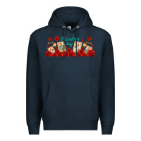 Navy valentines day with playing cards Premium Hoodie - AdoDesignShop