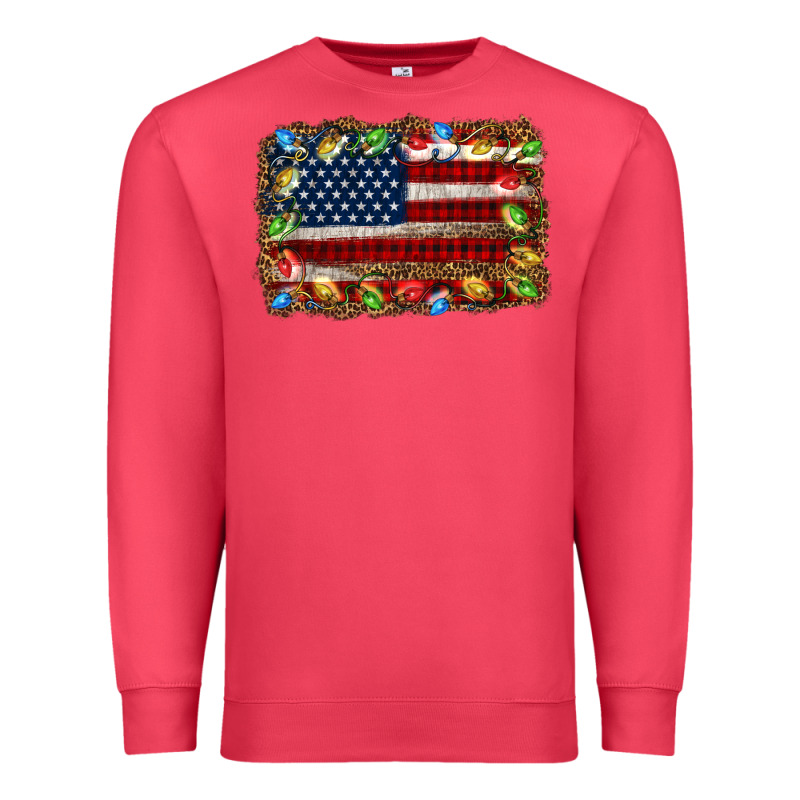 Christmas American Flag Background Premium Sweatshirt by Jasminsmagicworld | Teevron