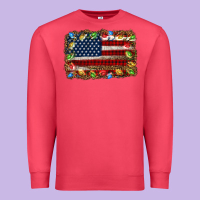 Christmas American Flag Background Premium Sweatshirt Designed By Jasminsmagicworld