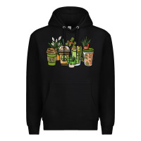 Black plant lover coffee cups Premium Hoodie - NancyCooperArtShop