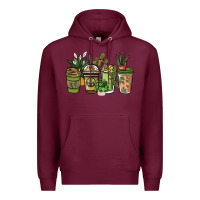 Burgundy plant lover coffee cups Premium Hoodie - NancyCooperArtShop