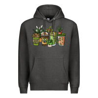 Charcoal Heather plant lover coffee cups Premium Hoodie - NancyCooperArtShop