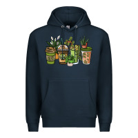 Navy plant lover coffee cups Premium Hoodie - NancyCooperArtShop