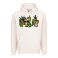 Pale Pink plant lover coffee cups Premium Hoodie - NancyCooperArtShop