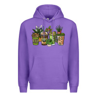 Purple plant lover coffee cups Premium Hoodie - NancyCooperArtShop