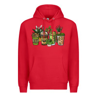 Red plant lover coffee cups Premium Hoodie - NancyCooperArtShop