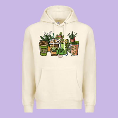 Plant Lover Coffee Cups Premium Hoodie Designed By Nancycooperartshop
