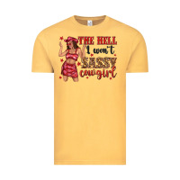 Vintage Mustard the hell i wont sassy cowgirl Vintage Tee - texasbilliewilder