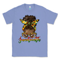 Colony Blue juneteenth black woman messy bun Classic Tee - HRA Design Shop