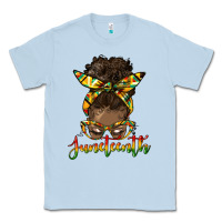 Dusty Blue juneteenth black woman messy bun Classic Tee - HRA Design Shop