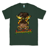 Sports Green juneteenth black woman messy bun Classic Tee - HRA Design Shop