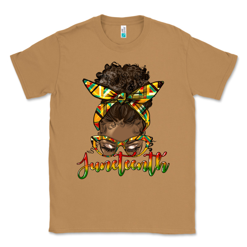 Juneteenth Black Woman Messy Bun Classic Tee by HRA Design Shop | Teevron