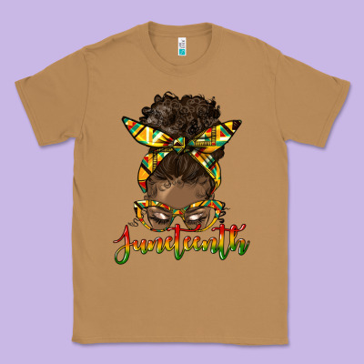 Juneteenth Black Woman Messy Bun Classic Tee Designed By Hra Design Shop