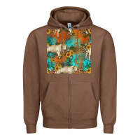 Western Charolais Cow Seamless Pattern Zipper Hoodie | Teevron