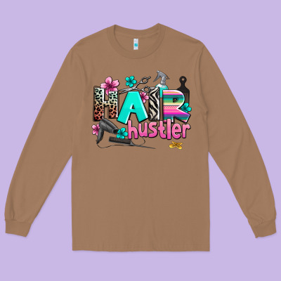 Hair Hustler Long Sleeve Tee Designed By Adodesignshop