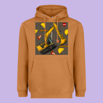 Excavator Seamless Pattern Heavyweight Hoodie Designed By Bundleandbundleshop
