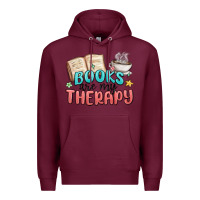 Burgundy books are my therapy Premium Hoodie - MaliasSmallBusiness